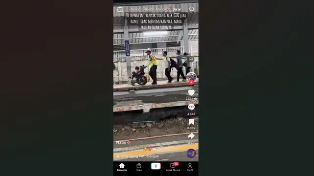 Seorang petugas keamanan KRL di Stasiun Bojong Gede viral di akun Tiktok berkat aksi menolong penyandang disabilitas tuna netra di Stasiun Bojong Gede, Depok, Jawa Barat