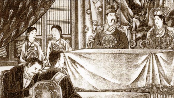 Gambaran Ratu Korea Myeongseong bersama sang raja (Wikipedia)