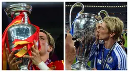 Fernando Torres. Seperti Juan Mata, ia juga bagian dari skuat Chelsea yang merebut trofi si Kuping Besar pada 2011/2012. Ia juga mencetak satu gol saat Timnas Spanyol mencukur Italia di final Euro 2012 sekaligus sukses mempertahankan gelar yang direbut pada 2008. (Foto:AFP/Franck Fife/Adrian Dennis)