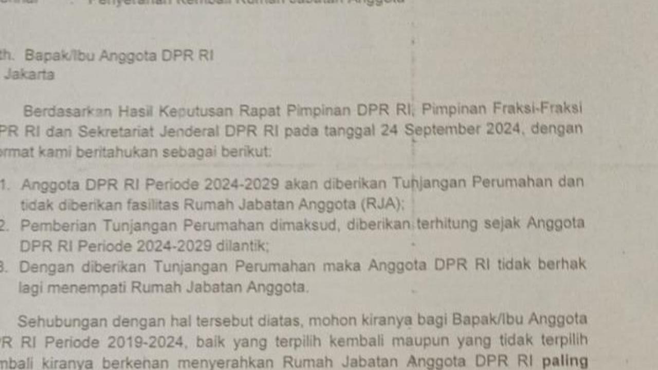 Anggota DPR 2024-2029 Tak Dapat Rumah Dinas, Ini Kompensasinya