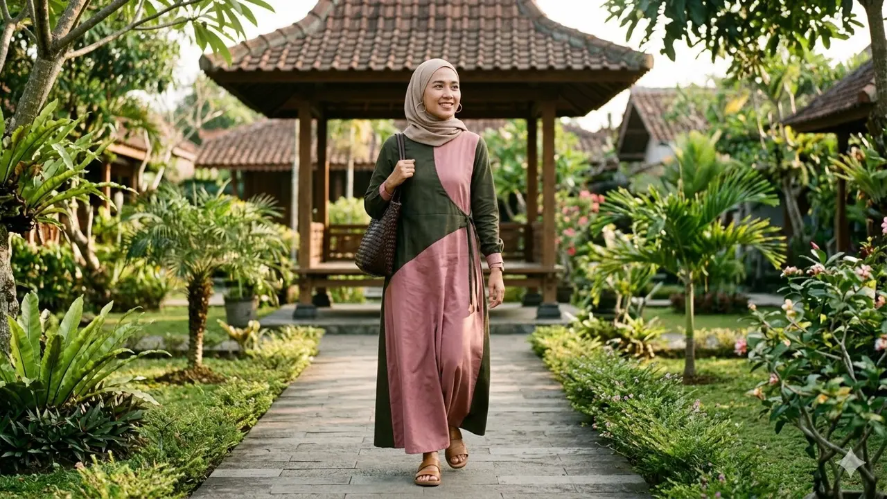 Model Gamis Katun Jepang Kombinasi Terbaru (Foto: Gemini AI)