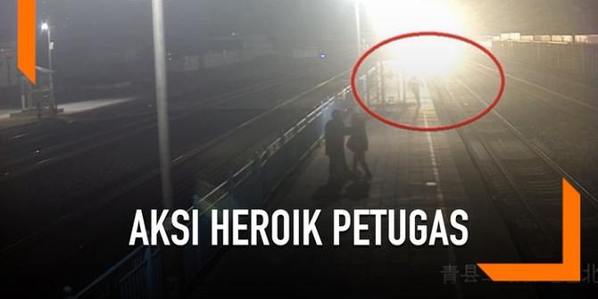 VIDEO: Aksi Heroik Petugas Kereta Gagalkan Wanita Bunuh Diri