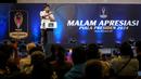 Ketua Steering Committee Piala Presiden 2024, Maruarar Sirait memberikan sambutan dalam acara Malam Apresiasi Piala Presiden 2024 yang berlangsung di SCTV Tower, Senayan, Kamis (19/12/2024). (Bola.com/Bagaskara Lazuardi)