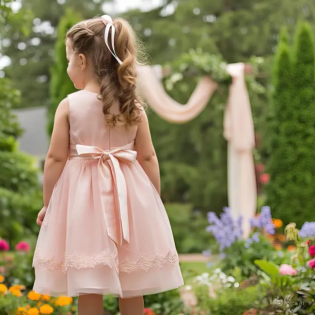 Gaun dengan Warna Blush Pink dan Aksen Pita