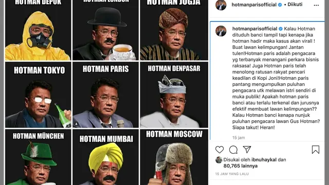 Unggahan Hotman Paris. (Foto: Instagram @hotmanparisofficial)