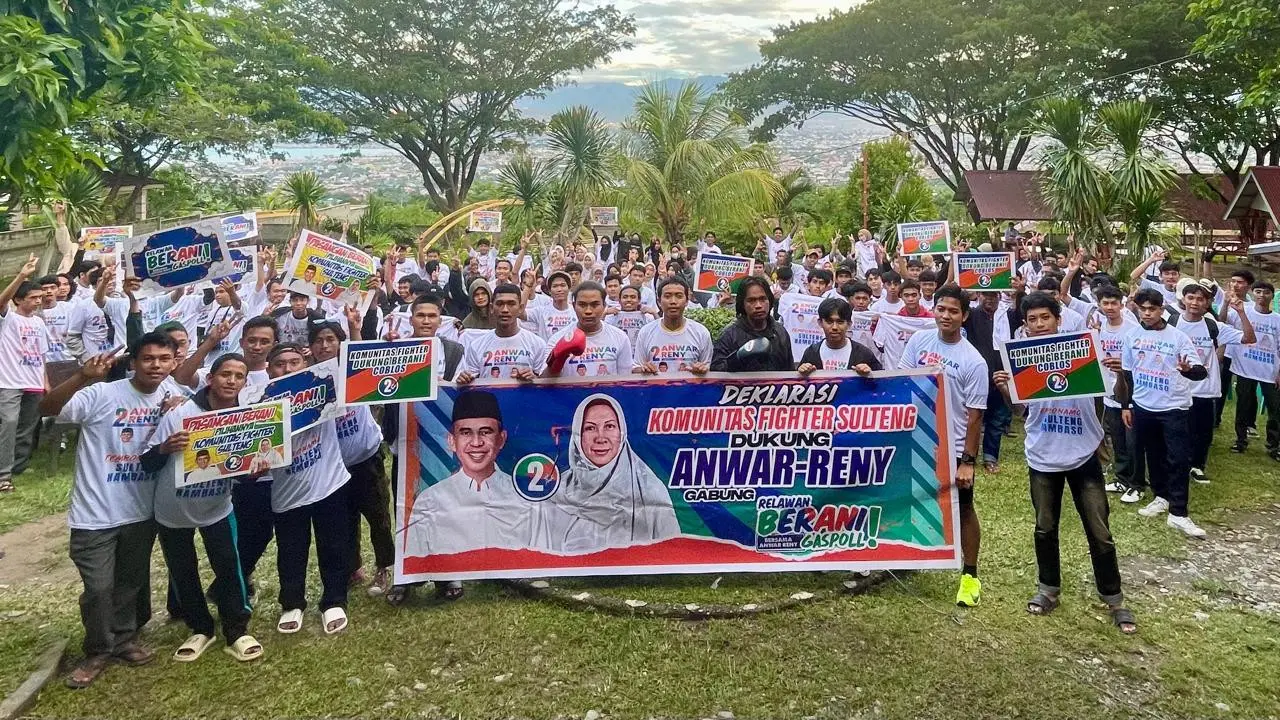 Para Pesilat, Fighter, Petinju, Sulawesi Tengah (Sulteng) menyatakan dukungan penuh untuk pasangan calon Gubernur dan Wakil Gubernur Sulawesi Tengah nomor urut 2, Anwar Hafid dan Reny Lamadjido, dengan bergabung ke relawan Berani Gaspoll (Istimewa)