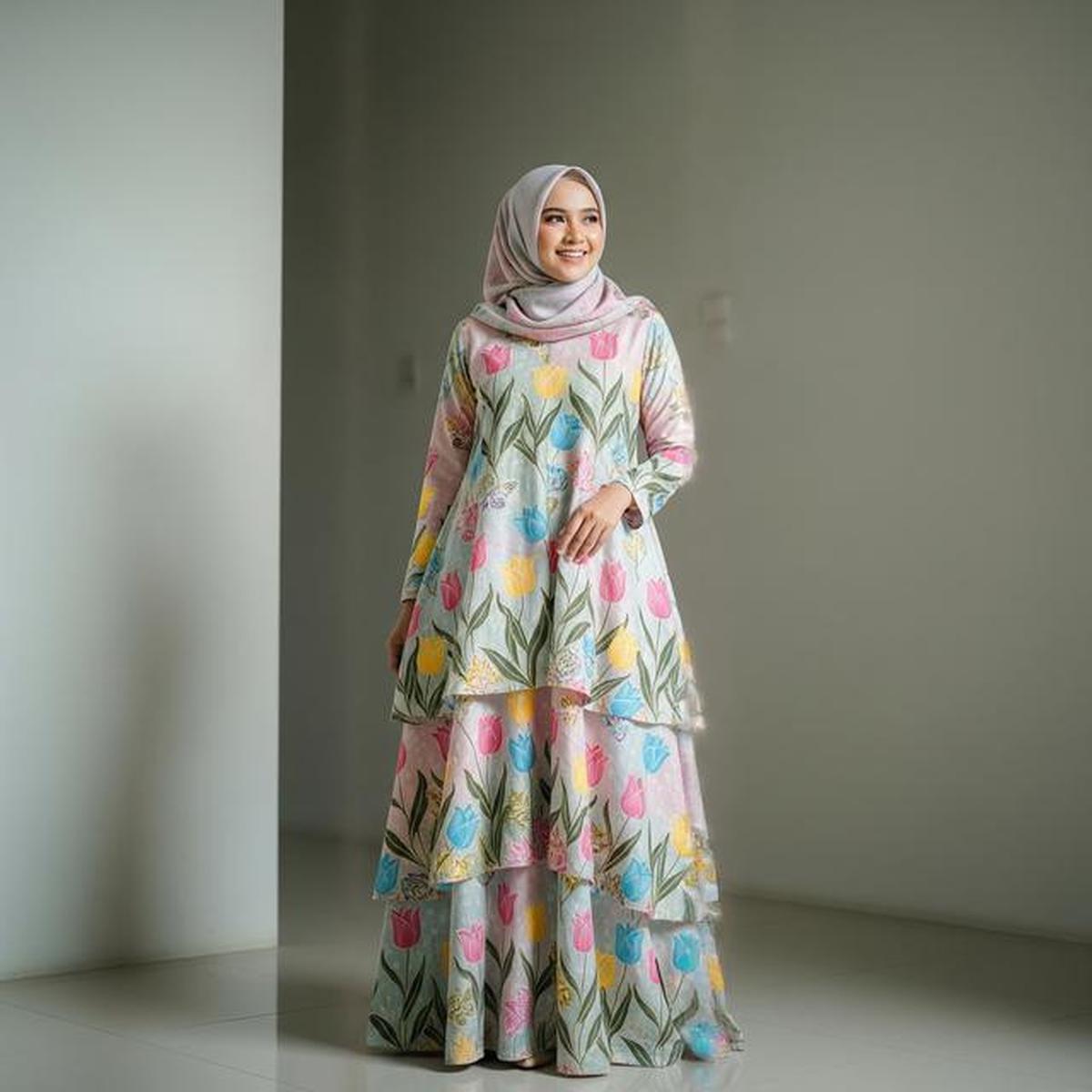 8 Model Gamis Batik Motif Bunga Pastel, Cocok Jadi Tren Busana Muslimah di 2026