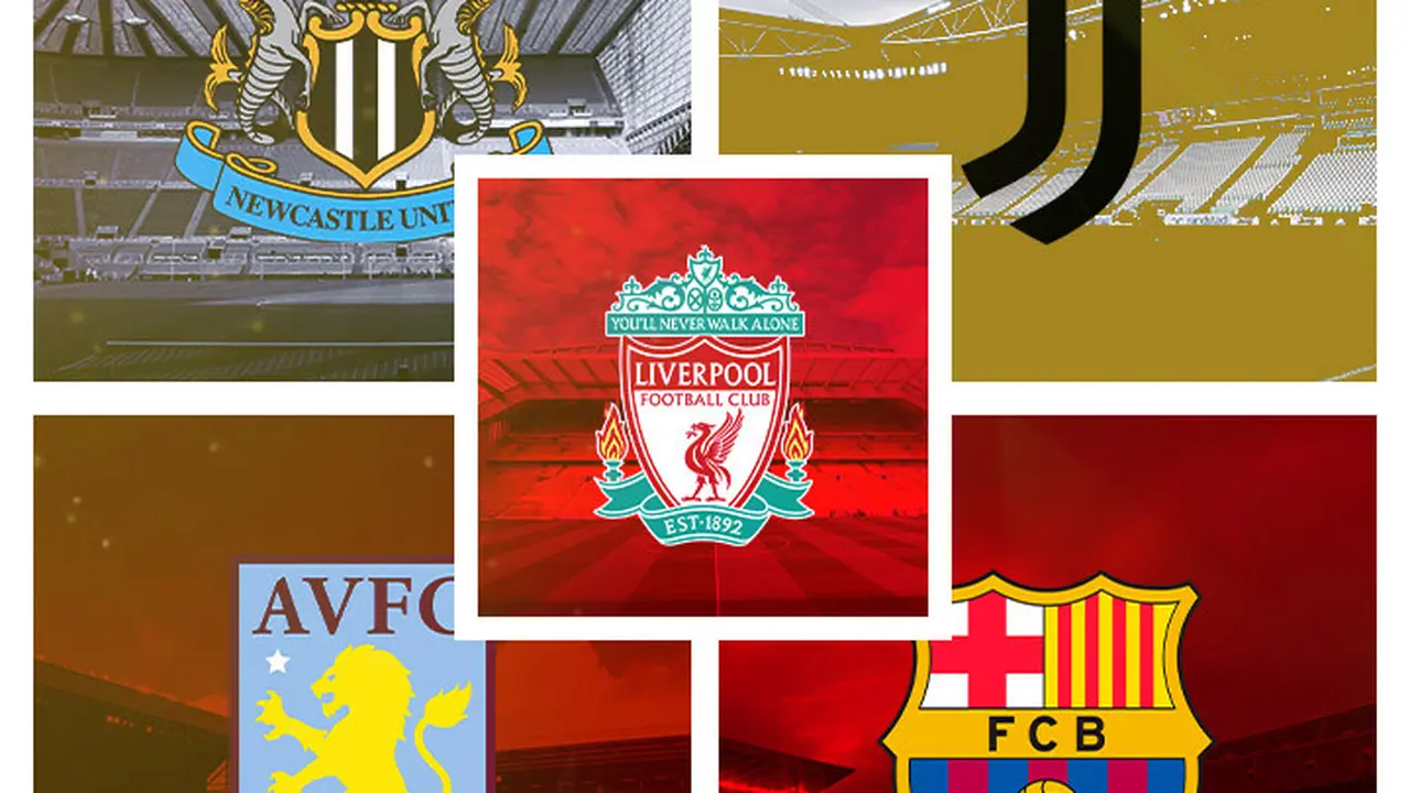 Ilustrasi - Klub-klub Newcastle, Juventus, Aston Villa, Barcelona, Liverpool