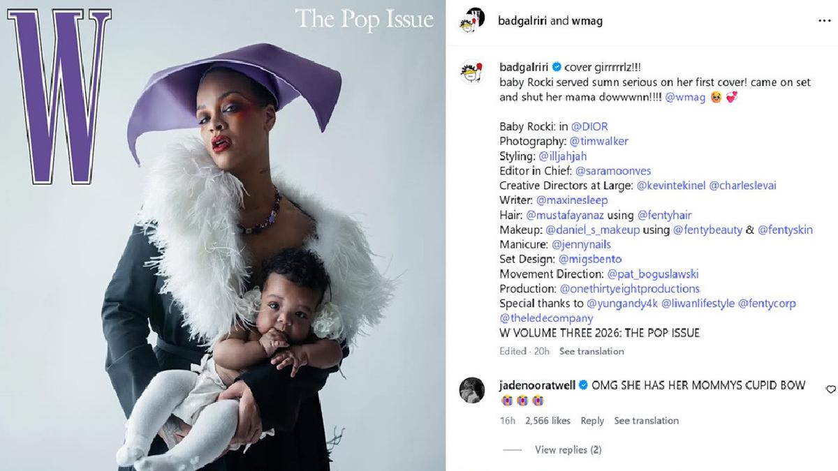 Bayi Rihanna dan A$4P Rocky Debut Berpose di Sampul Majalah Fesyen, Pakai Popok Haute Couture