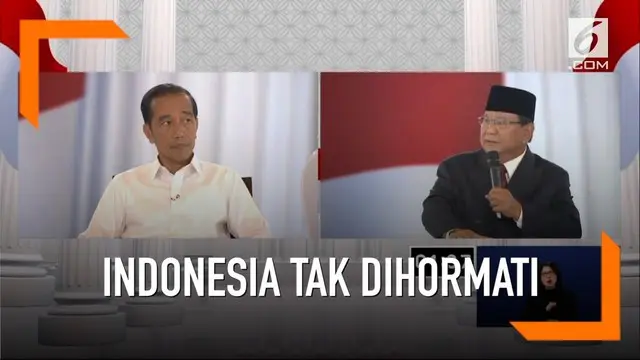 Prabowo merasa bahwa posisi yang selalu dalam posisi 'aman' membuat Indonesia tak dihormati asing.