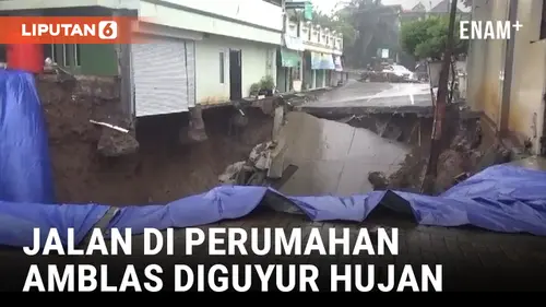 VIDEO: Curah Hujan Tinggi, Jalan Perumahan di Semarang Amblas