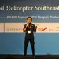 CEO Whitesky Aviation Denon B Prawiraatmadja memberi pemaparan dalam  4th Civil Helicopter Southeast Asia Summit, di Bangkok Kamis (26/9/2019). Whitesky Aviation melalui Helicity, sedang menjajaki ekspansi pasar helikopter di kawasan Asia Tenggara. (Liputan6.com/HO/Alwi)