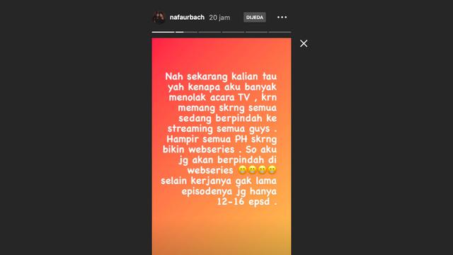 Nafa Urbach Akui Banyak Tolak Acara TV Lantaran Ingin Berpindah ke Webseries