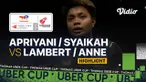 Berita video highlights pertandingan ketiga Indonesia vs Prancis di Grup A Piala Uber 2020, di mana pasangan Apriyani Rahayu / Putri Syaikah memastikan kemenangan Tim Merah Putih, Senin (11/10/2021) sore hari WIB.