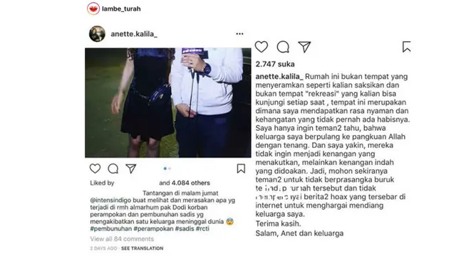 Curhatan Pilu Putri Dodi Triono