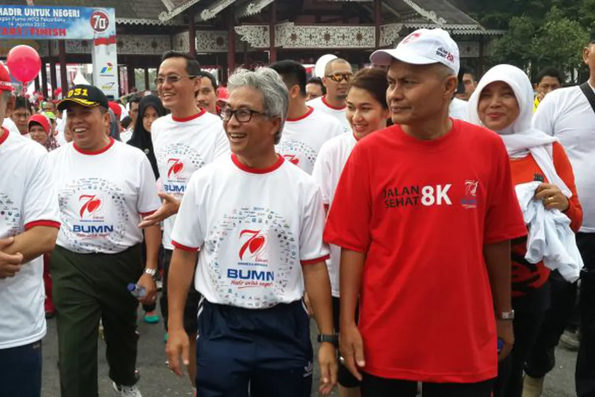 Direktur Utama Pertamina, Dwi Sotjipto menghadiri pesta rakyat yang digelar perseroan di Lapangan Purna MTQ Pekanbaru, Riau, Minggu (16/8/2015).
