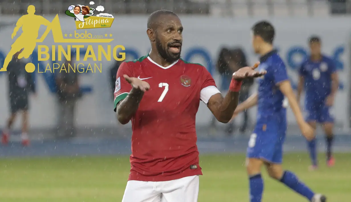 Kapten Timnas Indonesia, Boaz Solossa, menjadi salah satu aktor penting saat melawan Thailand di laga perdana Grup A Piala AFF 2016 di Phlippines Sport Stadium, Bocaue, Bucalan, Filipina, Sabtu (19/11/2016). (Bola.com/Nicklas Hanoatubun)