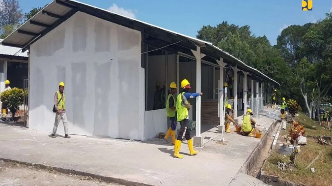 Kementerian PUPR mempercepat pembangunan fasilitas observasi, penampungan atau karantina untuk pengendalian infeksi penyakit menular, utamanya COVID-19 (Corona) di Pulau Galang, Kota Batam. (Dok Kementerian PUPR)