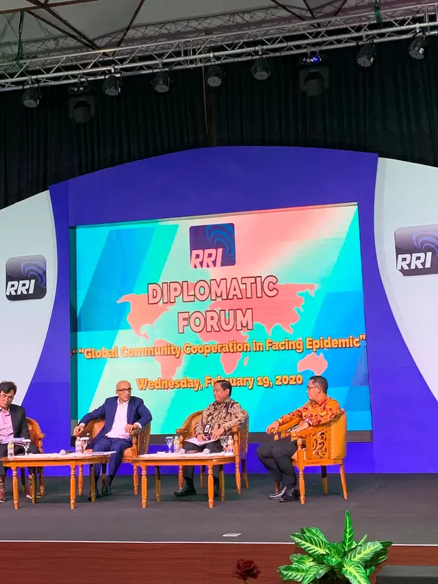 Acara talkshow dan diskusi Diplomatic Forum: Global Community Cooperation in Facing Epidemic di Gedung RRI, Rabu, (19/2/2020). (Foto: Liputan6.com)