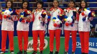 Tim sepak takraw putri hoop SEA Games 2019 meraih medali perak. (PB PSTI)