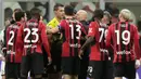 Dua tim sekota dan terdepan dalam perburuan scudetto Liga Italia sama-sama menuai hasil imbang di pekan ke-27, Sabtu (26/2/2022) dini hari WIB. AC Milan diimbangi 1-1 Udinese yang diwarnai gol kontroversial, sementara Inter Milan imbang 0-0 dengan Genoa. (AP/Luca Bruno)