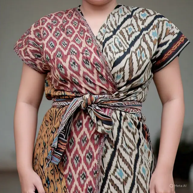 Wrap Dress Batik dengan Ikat Pinggang
