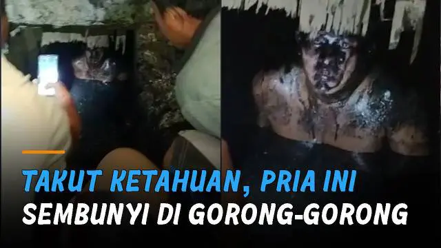 Warga meminta pria yang sedang bersembunyi di gorong-gorong untuk keluar.