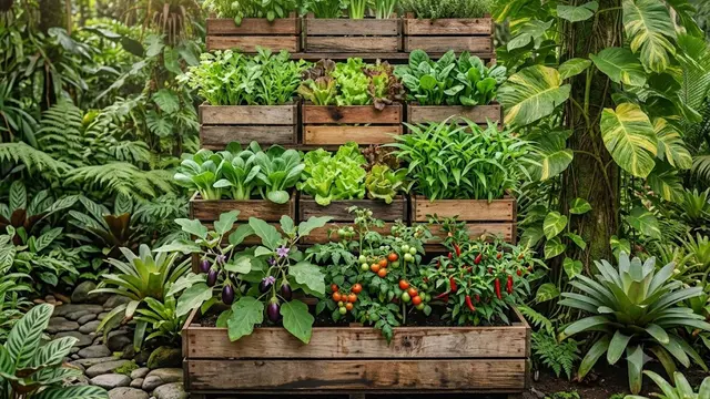 Kebun Sayur Bertingkat dari Susunan Peti Kayu