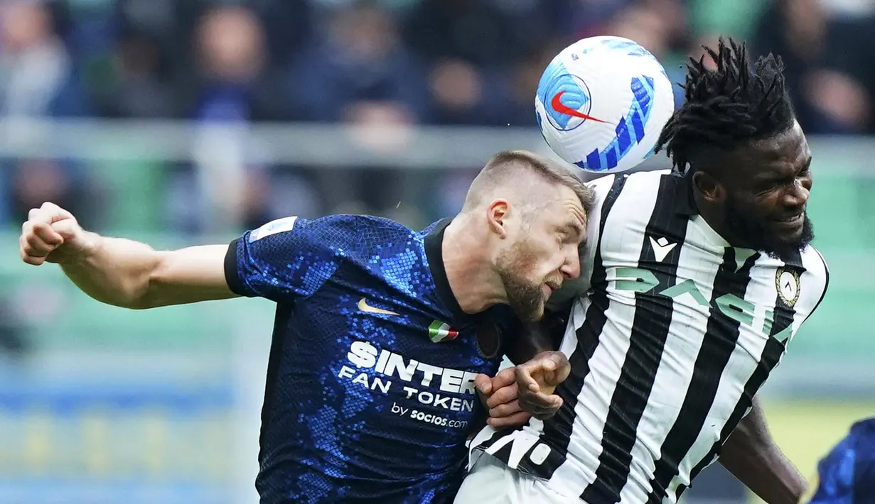 Tambahan tiga poin tersebut membuat Inter Milan naik ke posisi tiga klasemen sementara Serie A 2021/2022 dengan raihan 24 poin. Adapun Udinese harus tertahan di posisi ke-14 dengan jumlah 11 angka. (Spada/LaPresse via AP)
