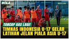 Timnas Indonesia U-17 menggelar latihan di SUGBK Jakarta, Jumat (24/4/2026), sebagai persiapan Piala Asia U-17 2026 di Arab Saudi setelah finis ketiga di fase grup AFF.