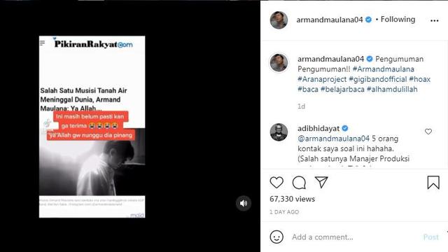 Armand Maulana dikabarkan meninggal dunia karena warganet salah baca judul berita online