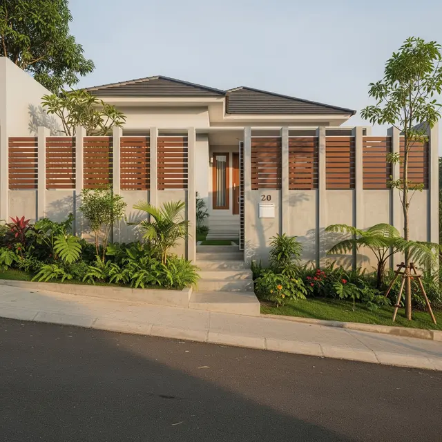 9 Desain Pagar Rumah untuk Lahan Miring, Aman dan Estetis