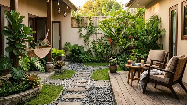 Halaman Rumah Bernuansa Resort dengan Budget Terjangkau (AI Generated)