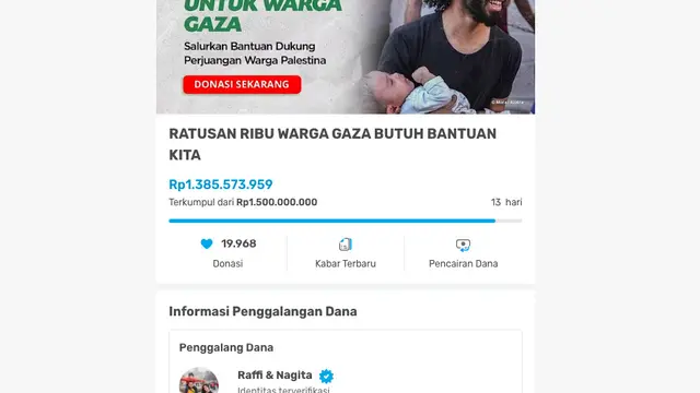 Raffi Ahmad dan Nagita Slavina Galang Donasi untuk Palestina, Sehari Tembus Rp 1 Miliar. (instagram.com/raffinagita1717)