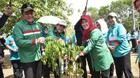Gubernur Sumsel melakukan aksi tanam bibit pohon pada peringatan Hari Lingkungan Hidup Sedunia tingkat Sumsel di Taman Kota Kabupaten Banyuasin (Dok. Humas Pemprov Sumsel / Nefri Inge)