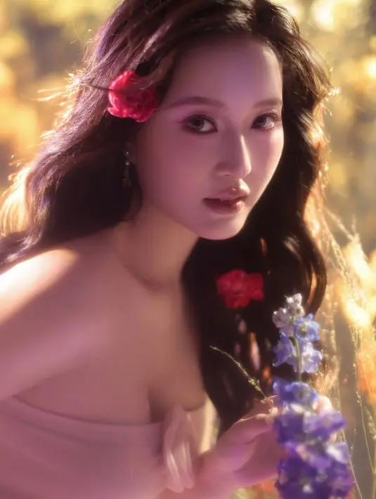 Douyin makeup look hasil pulasan MUA Michellie nampak sempurna di wajah Vior yang makin glowing [@nitavior]