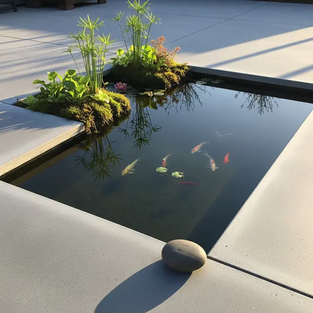 Kolam Ikan Mini untuk Halaman Cor Beton (Gemini AI)