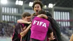 Pemain Timnas Jerman U-17 merayakan gol ke gawang Timnas Argentina U-17 pada pertandingan semifinal Piala Dunia U-17 di Stadion Manahan, Solo, Jawa Tengah, Selasa (28/11/2023). (Doc. LOC WCU17/NFL)