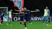 Di menit tambahan waktu babak kedua, pada menit ke-90+3, Goncalo Ramos berhasil mencetak gol penutup kemenangan Paris Saint-Germain atas Manchester City. (Thomas SAMSON/AFP)