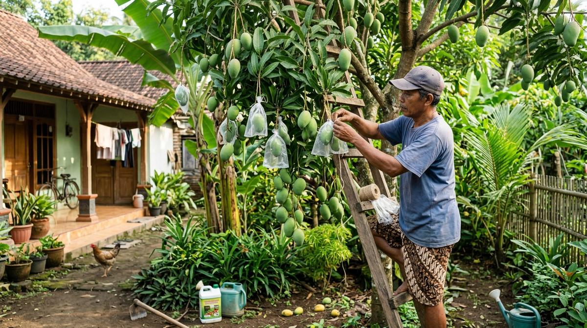 Cara Mengatasi Buah Mangga Rontok Sebelum Matang (AI Generated)