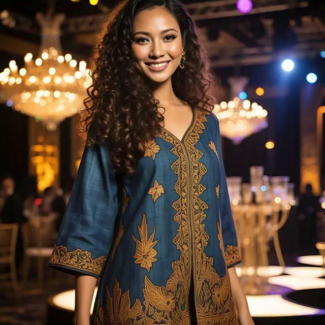 Tunik Batik dengan Detail Bordir untuk Acara Pesta