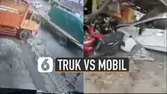 Sopir mobil tak menyadari ada truk yang mendekat, tabrakan tak terhindar.