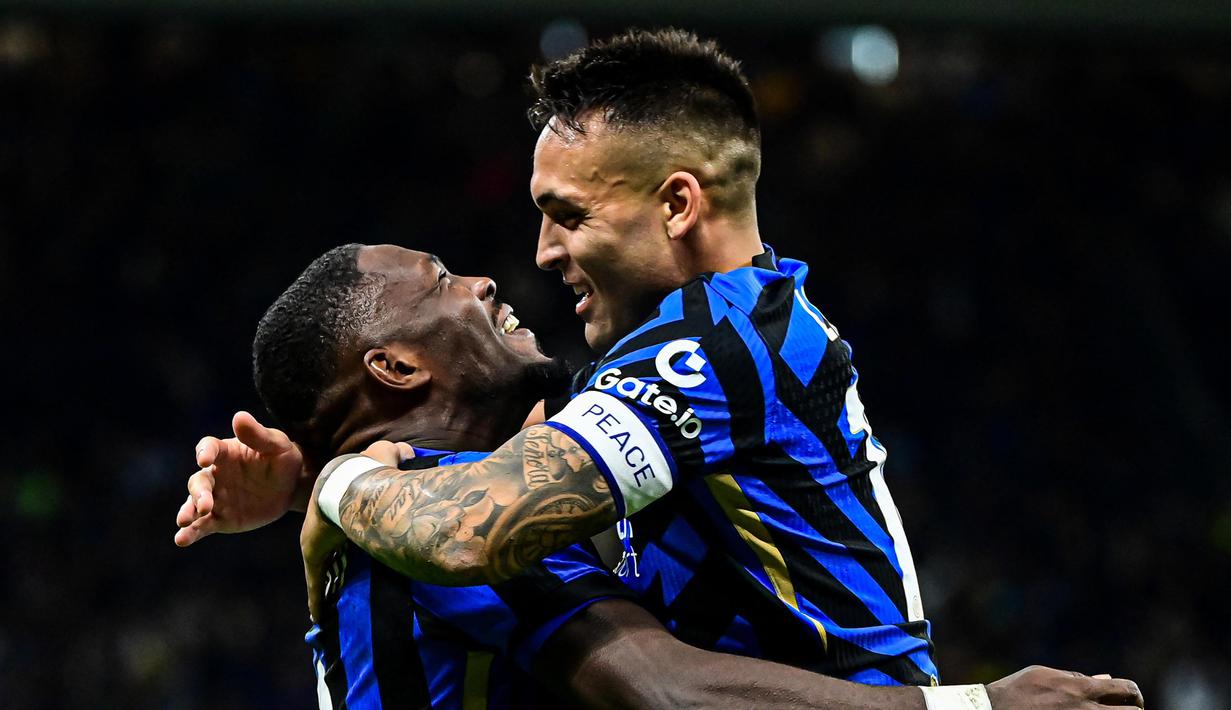 Di babak kedua, Marcus Thuram mencetak gol ketiganya pada menit ke-60 sekaligus memperlebar keunggulan Inter Milan atas Torino. (Piero CRUCIATTI/AFP)