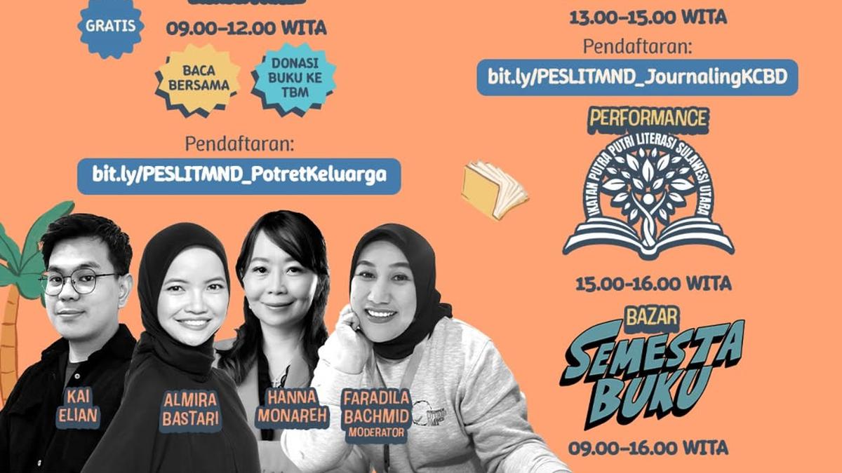 Pesta Literasi Indonesia 2025 Singgah di Manado, Bintang Tamunya Kai Elian Hingga Almira Bastari