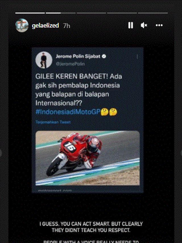 Jerome Polin disindir pembalap Sean Gelael