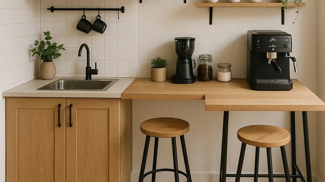 Inspirasi Dapur Kecil dengan Mini Bar (Image by ChatGPT)
