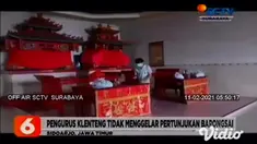Jelang tahun baru Imlek, umat Tionghoa di klenteng Teng Swie Bio, Krian, Sidoarjo, Jawa Timur, memilih meniadakan ritual mencuci dewa musik, karena perayaan Imlek tahun ini masih masa pandemi Covid-19.