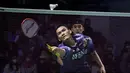 Ganda putra Muhammad Shohibul Fikri/Bagas Maulana disingkirkan rekan senegaranya, juara Indonesia Masters 2022 lalu sekaligus unggulan ke-6, Fajar Alfian/Muhammad Rian Ardianto dengan dua game rubber game 10-21, 21-10 dan 15-21. (Bola.com/Bagaskara Lazuardi)