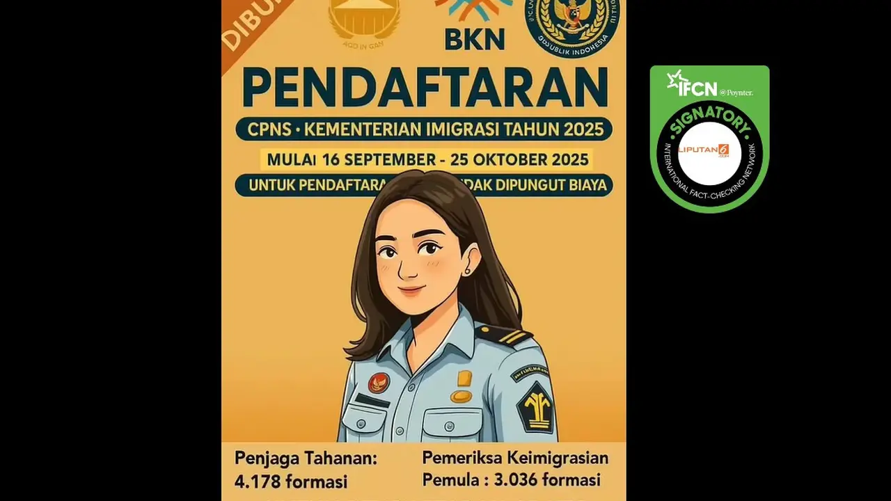 Tangkapan layar klaim link pendaftaran CPNS Kementerian Imigrasi 2025 yang beredar di Facebook.