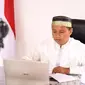 Wakil Gubernur Jawa Barat Uu Ruzhanul Ulum menjadi pembicara dalam Webinar Nasional dan Musyawarah Wilayah II Ikatan Senat Mahasiswa Pertanian Indonesia (ISMPI) secara virtual dari Rumah Singgah Wakil Gubernur, di Kabupaten Tasikmalaya, Kamis (22/7/2021).